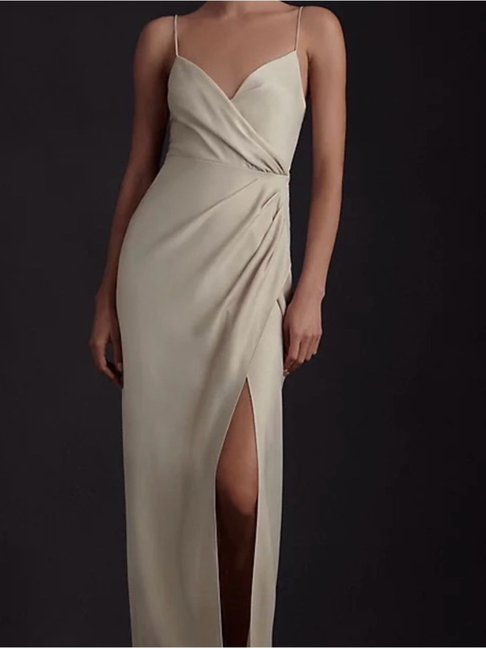 BHLDN Cream Spaghetti-Strap Wrap Maxi Dress